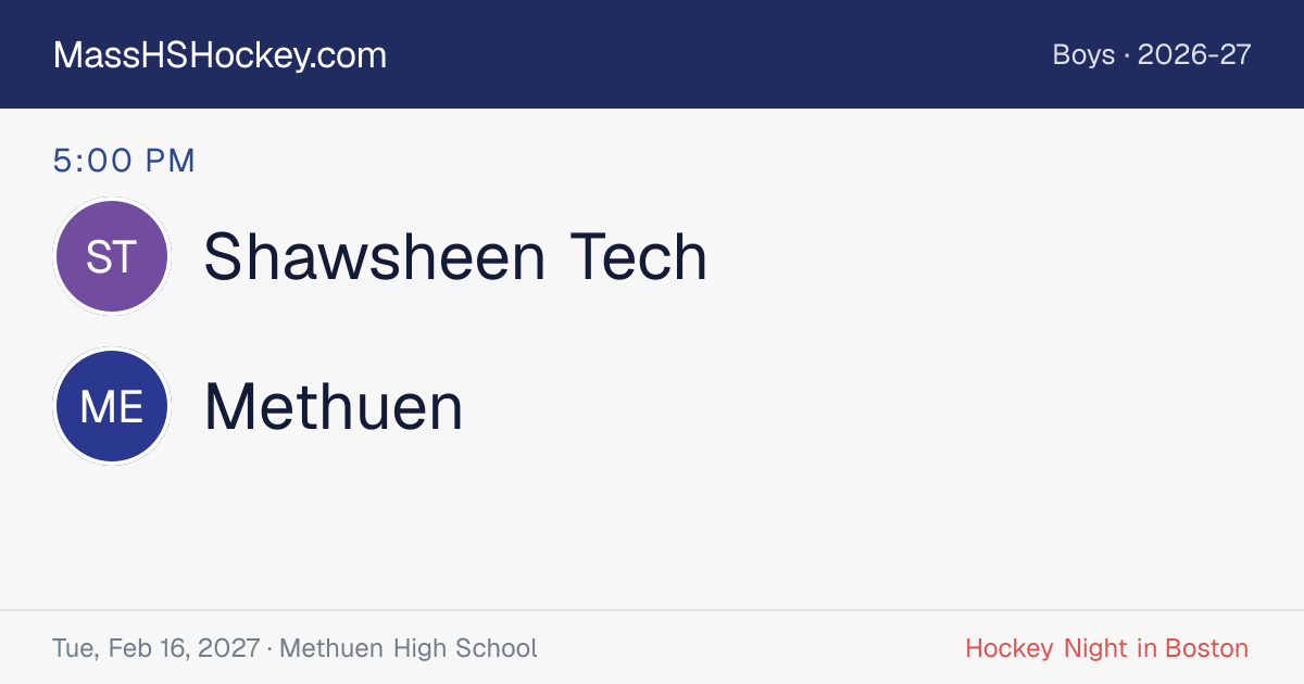 Shawsheen Tech at Methuen score card