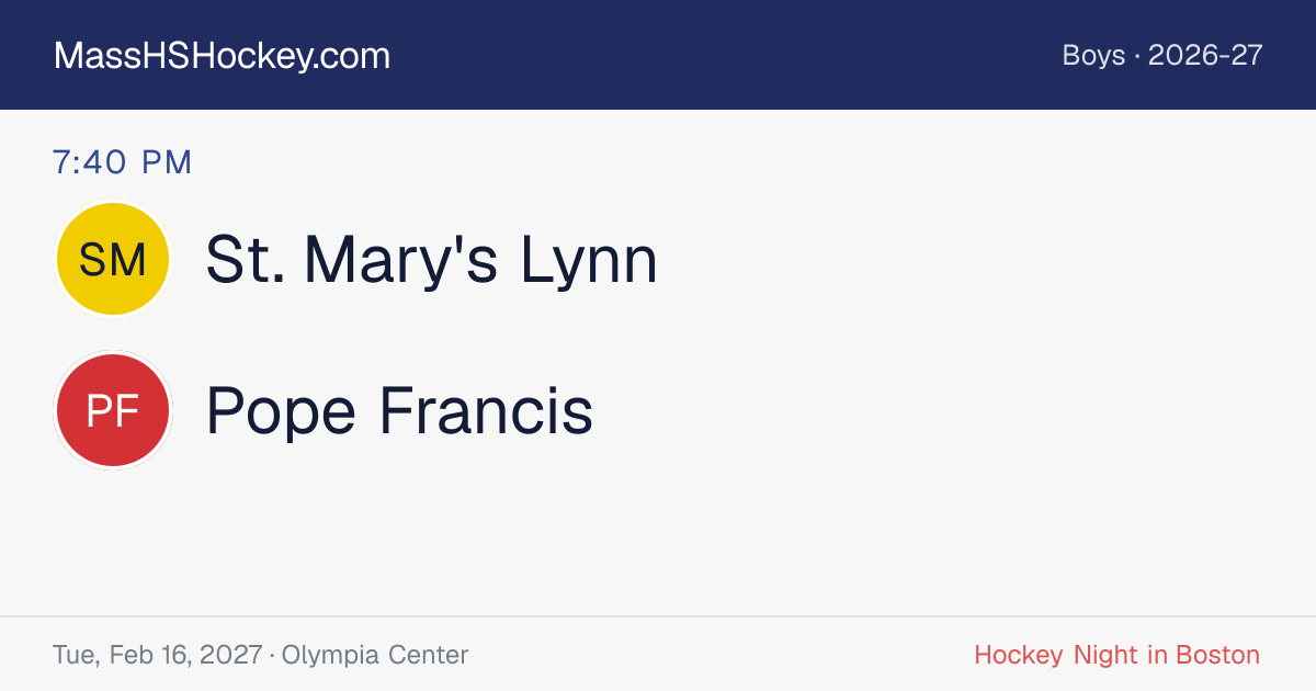 St. Mary's Lynn at Pope Francis score card