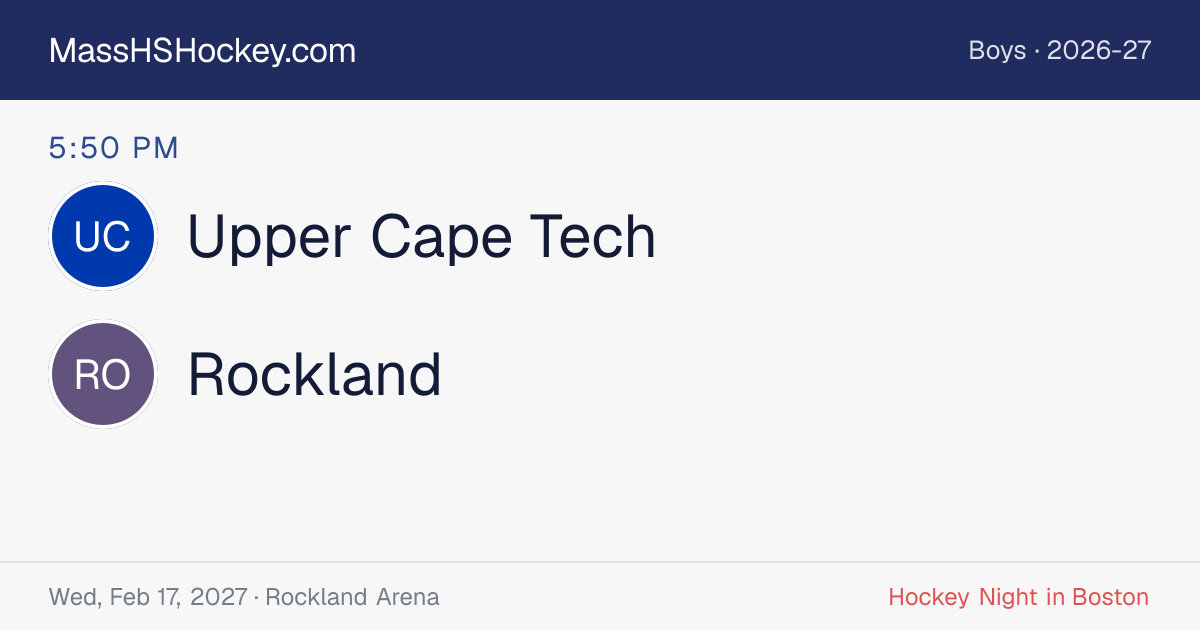 Upper Cape Tech at Rockland score card