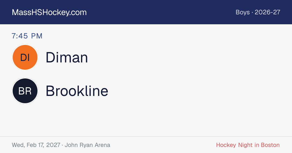 Diman at Brookline score card