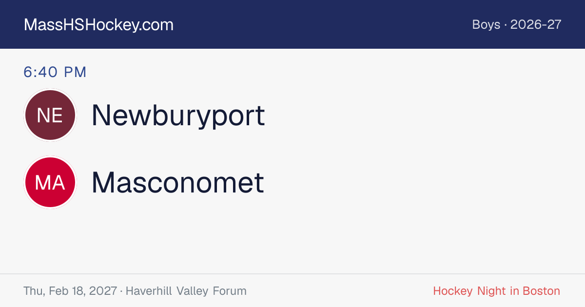 Newburyport at Masconomet score card