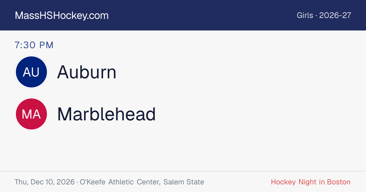 Auburn at Marblehead score card