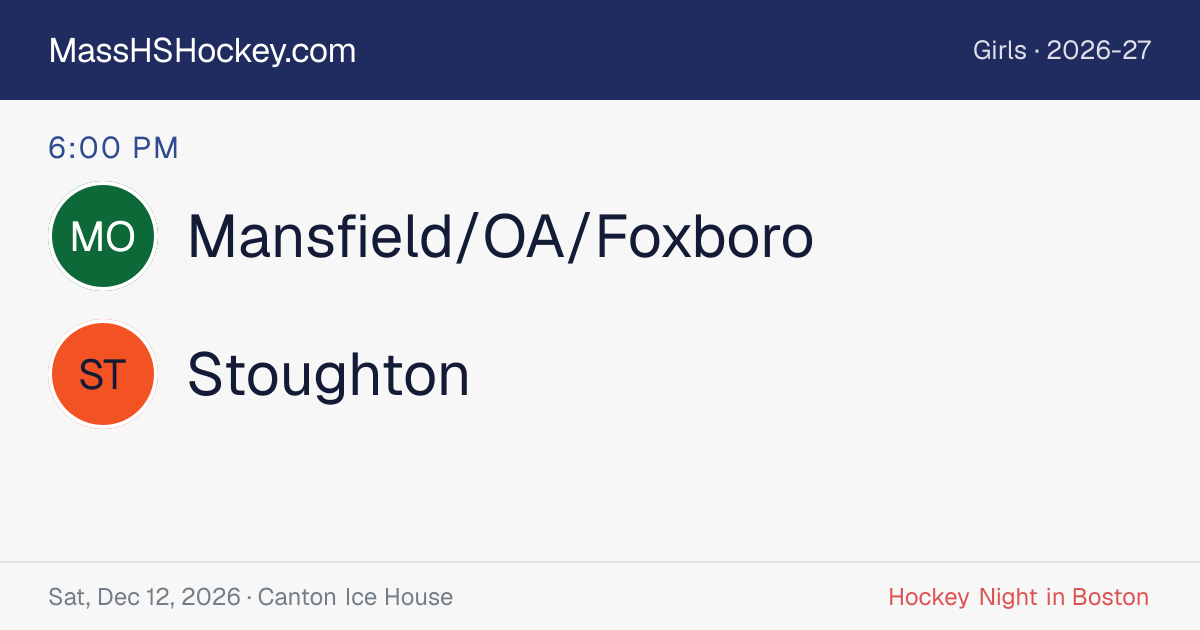 Mansfield/OA/Foxboro at Stoughton score card