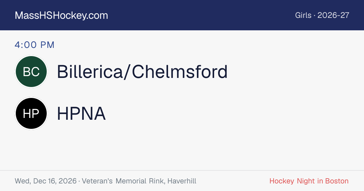 Billerica/Chelmsford at HPNA score card