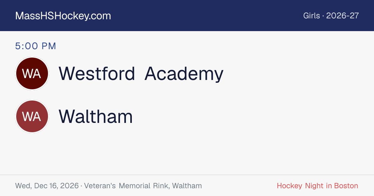 Westford Academy at Waltham score card