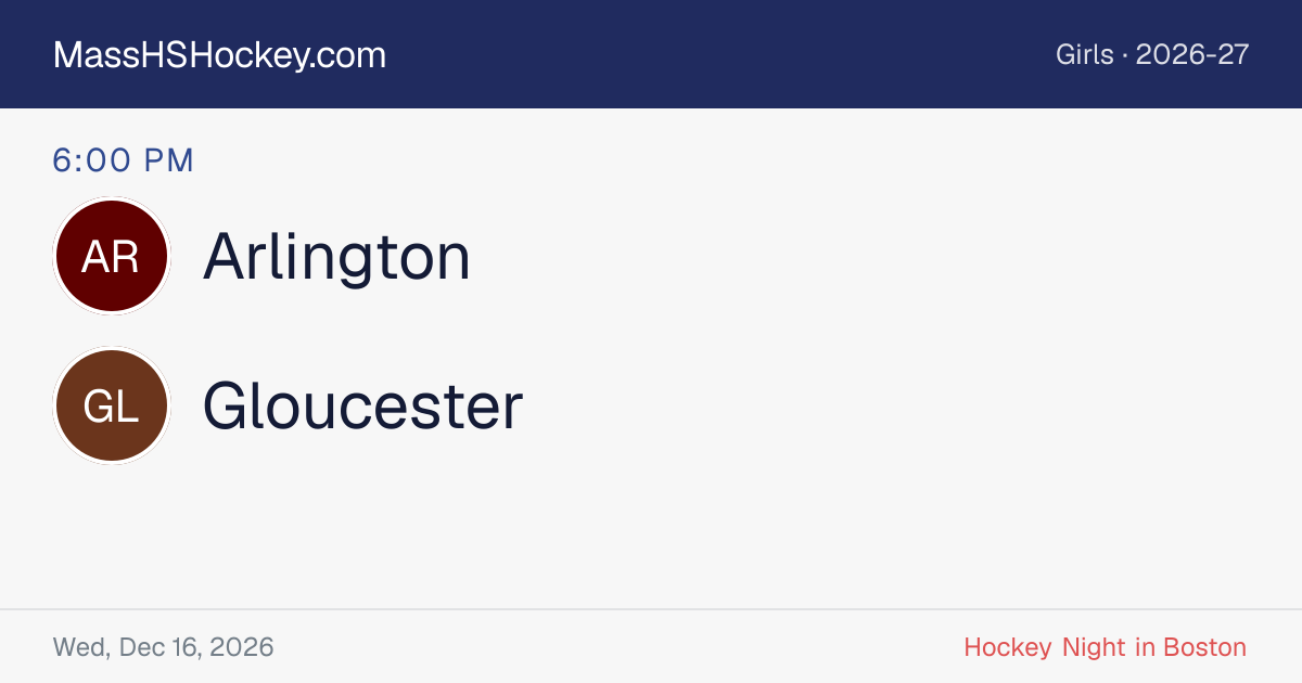 Arlington at Gloucester score card