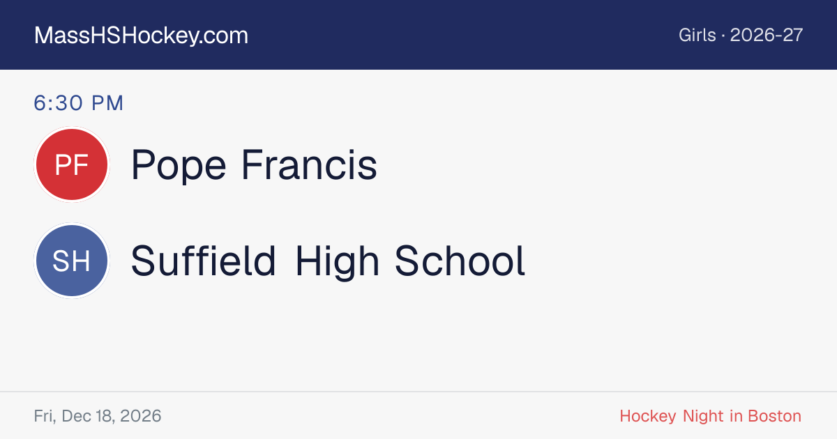 Pope Francis at Suffield High School score card