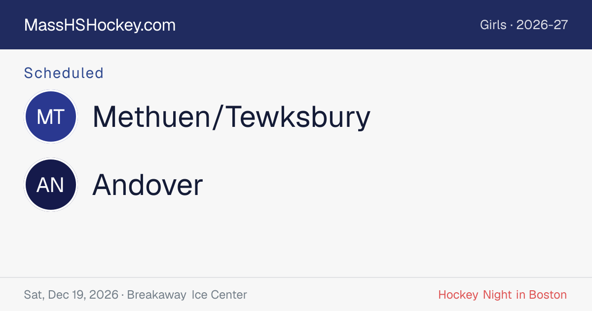 Methuen/Tewksbury at Andover score card
