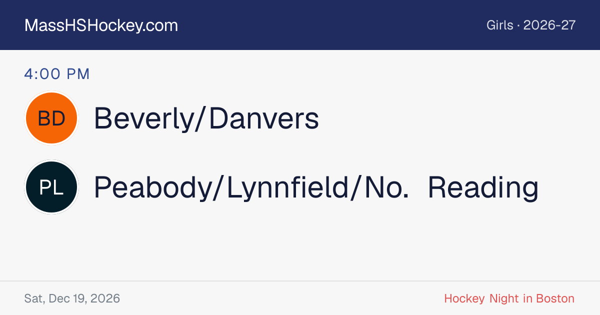 Beverly/Danvers at Peabody/Lynnfield/No. Reading score card