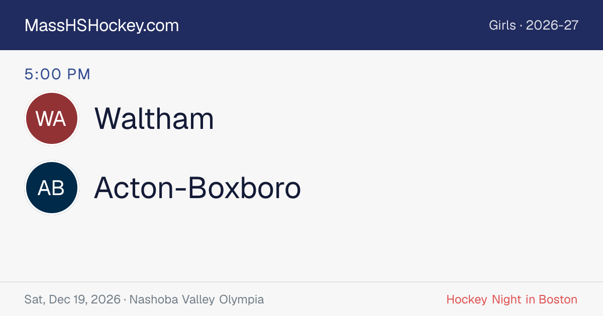 Waltham at Acton-Boxboro score card