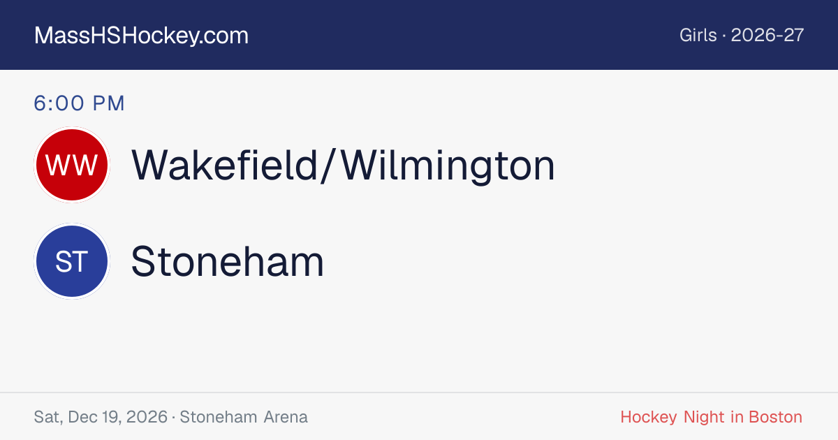 Wakefield/Wilmington at Stoneham score card