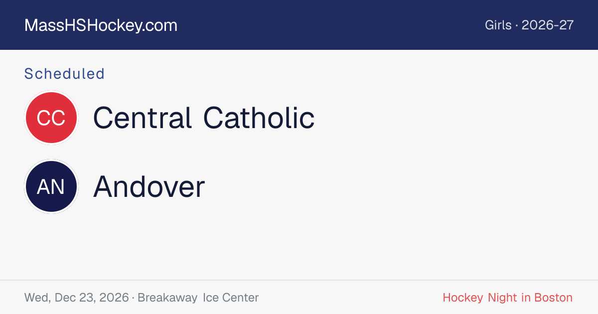 Central Catholic at Andover score card