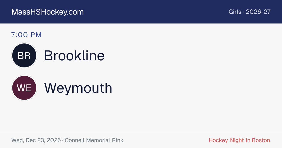 Brookline at Weymouth score card