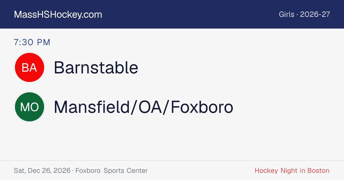 Barnstable at Mansfield/OA/Foxboro score card