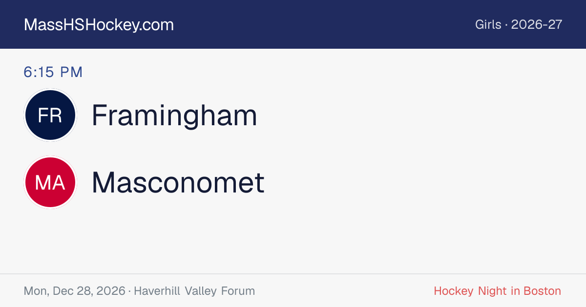 Framingham at Masconomet score card