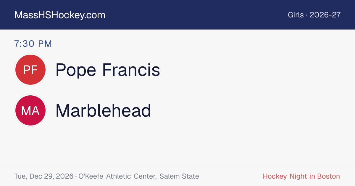 Pope Francis at Marblehead score card
