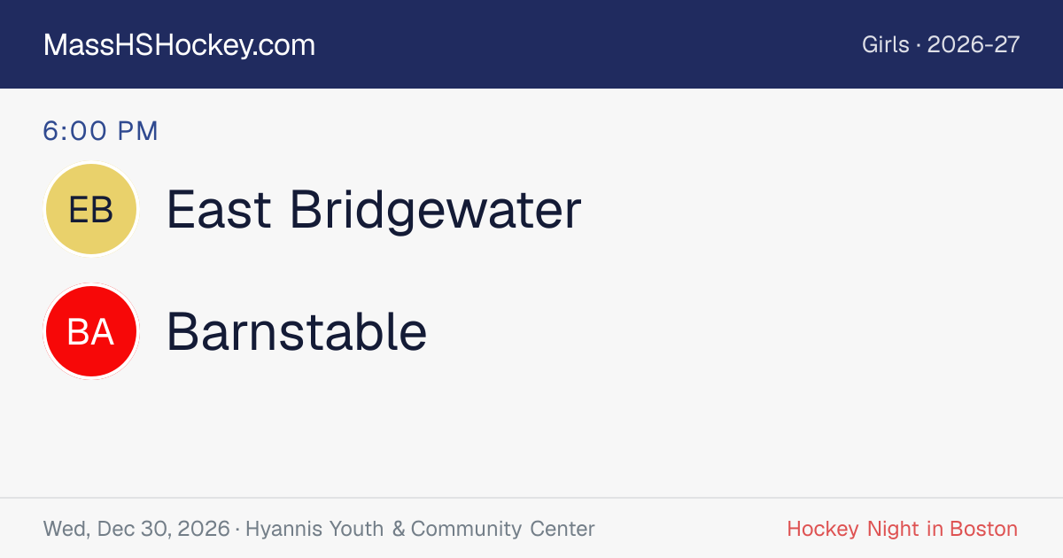 East Bridgewater at Barnstable score card