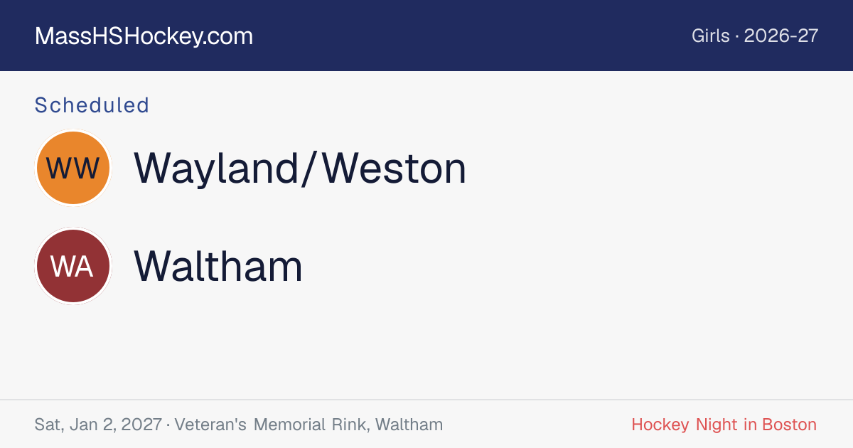 Wayland/Weston at Waltham score card
