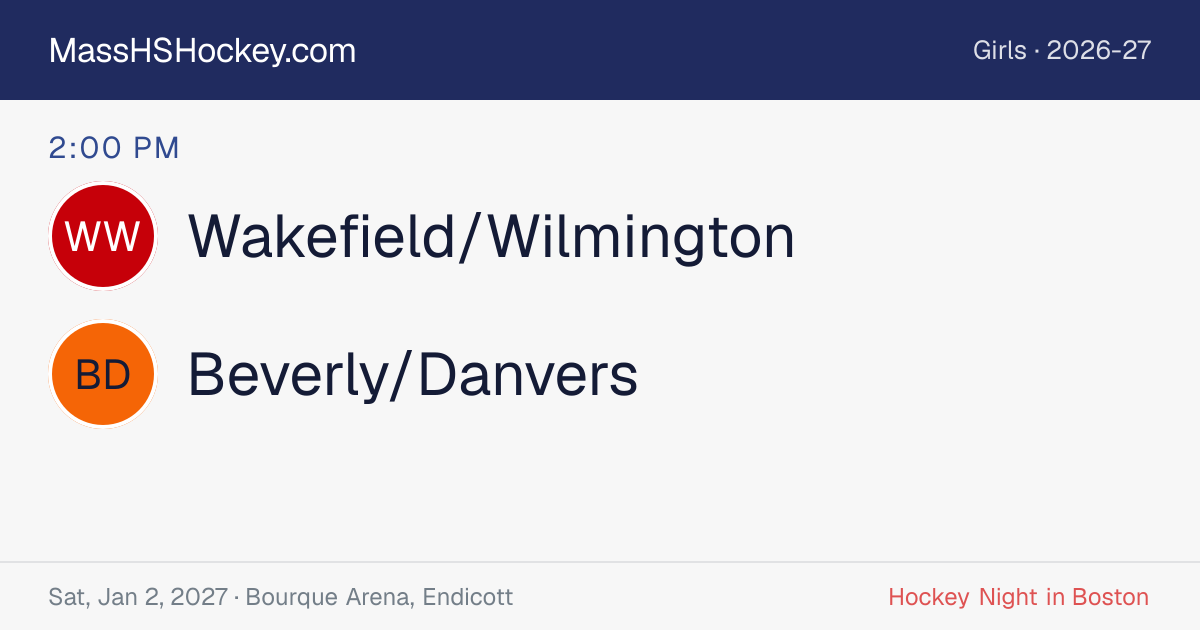 Wakefield/Wilmington at Beverly/Danvers score card