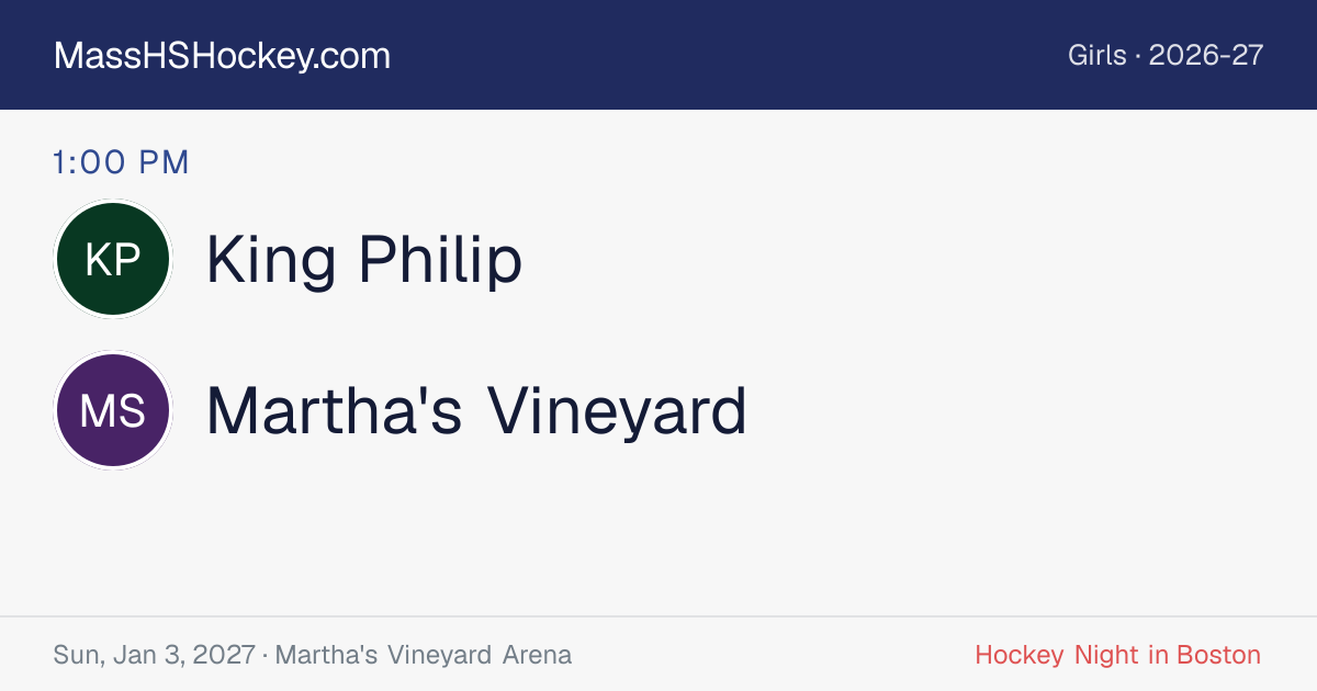 King Philip at Martha's Vineyard score card