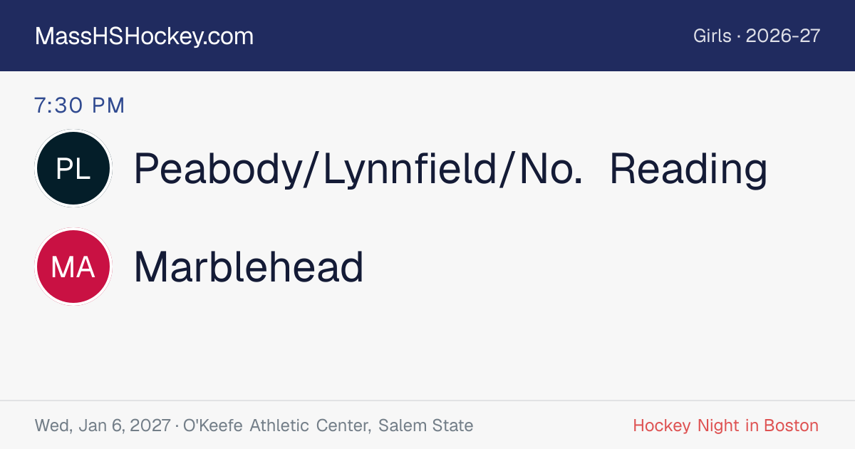 Peabody/Lynnfield/No. Reading at Marblehead score card
