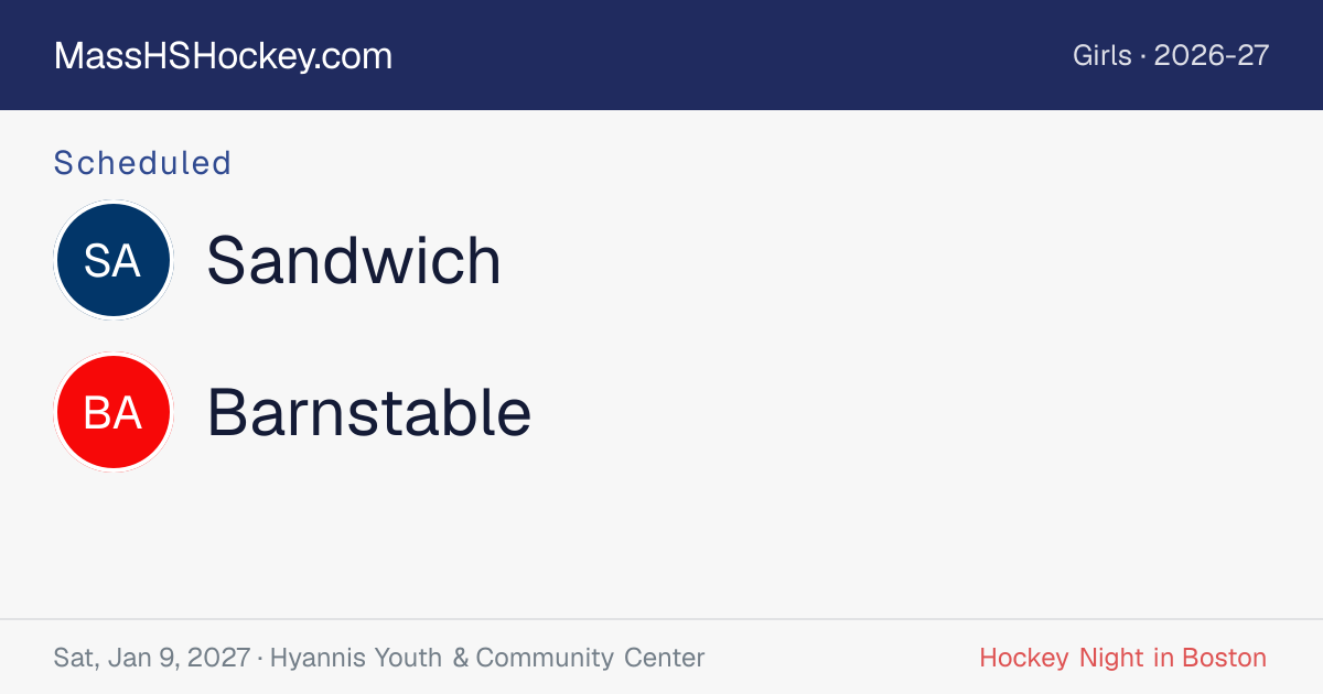 Sandwich at Barnstable score card