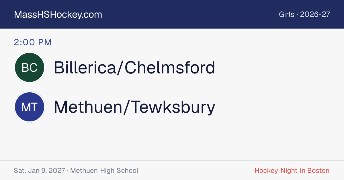 Billerica/Chelmsford at Methuen/Tewksbury score card