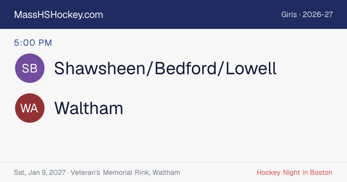 Shawsheen/Bedford/Lowell at Waltham score card