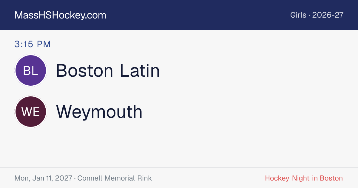 Boston Latin at Weymouth score card