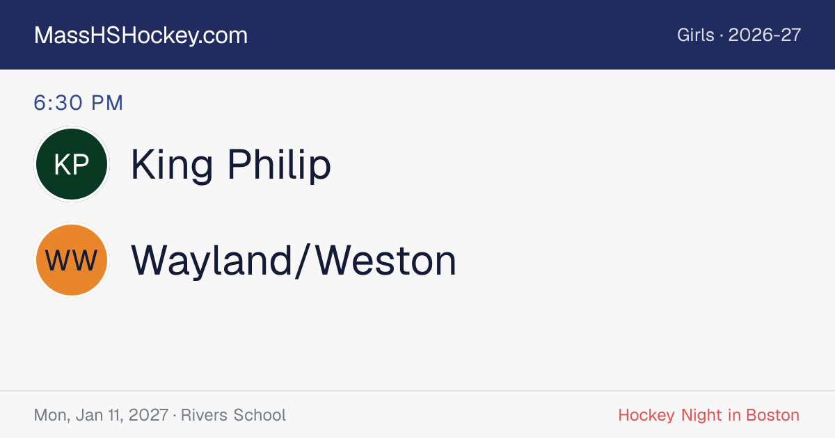 King Philip at Wayland/Weston score card