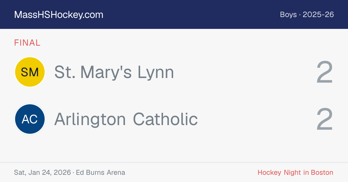 St. Mary's Lynn at Arlington Catholic score card