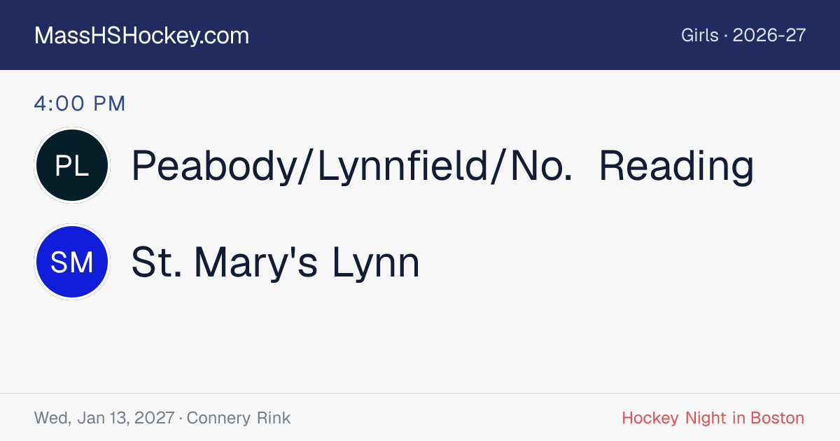 Peabody/Lynnfield/No. Reading at St. Mary's Lynn score card