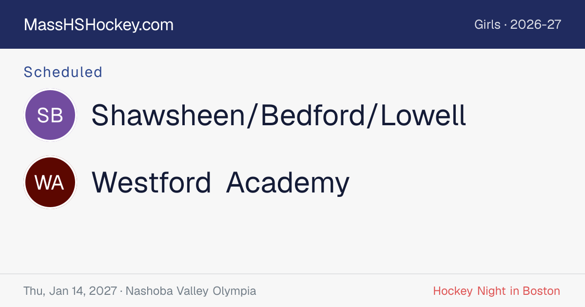 Shawsheen/Bedford/Lowell at Westford Academy score card