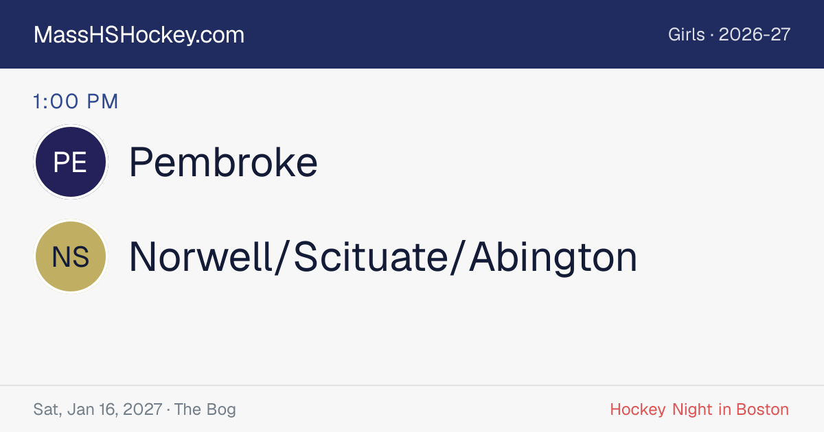 Pembroke at Norwell/Scituate/Abington score card