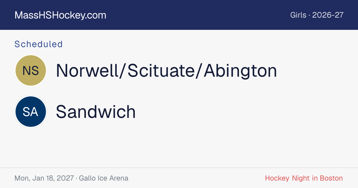 Norwell/Scituate/Abington at Sandwich score card
