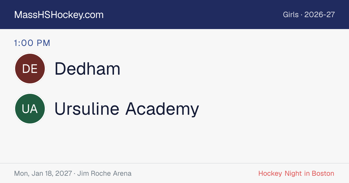 Dedham at Ursuline Academy score card