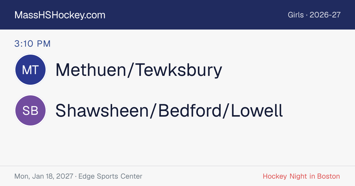 Methuen/Tewksbury at Shawsheen/Bedford/Lowell score card