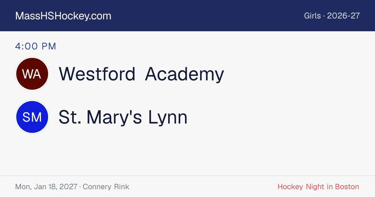 Westford Academy at St. Mary's Lynn score card