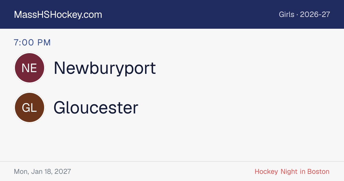 Newburyport at Gloucester score card