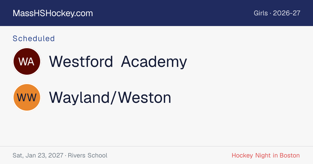 Westford Academy at Wayland/Weston score card
