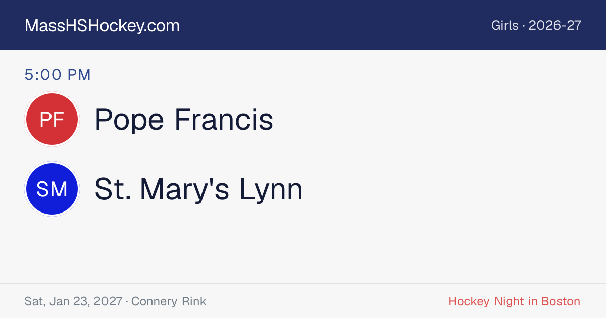 Pope Francis at St. Mary's Lynn score card