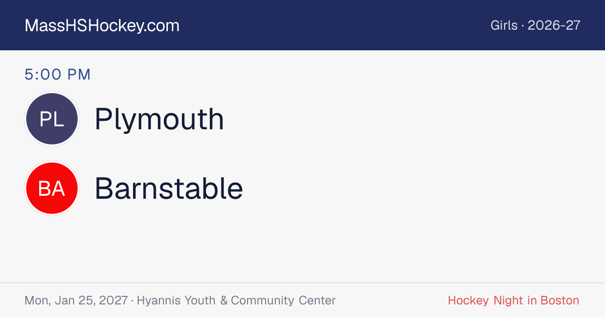 Plymouth at Barnstable score card