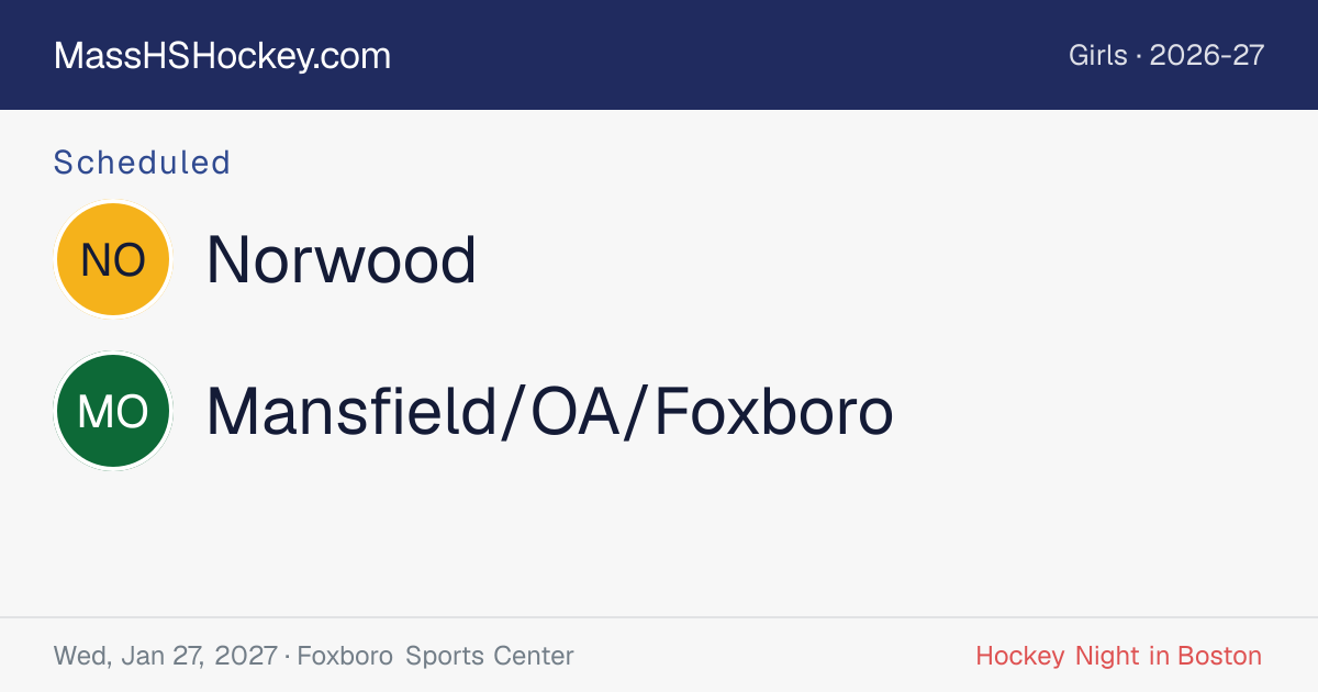 Norwood at Mansfield/OA/Foxboro score card