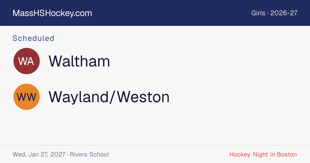 Waltham at Wayland/Weston score card
