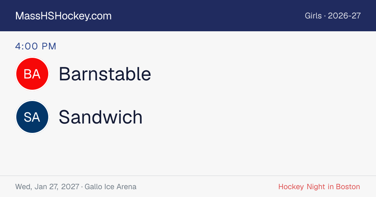 Barnstable at Sandwich score card