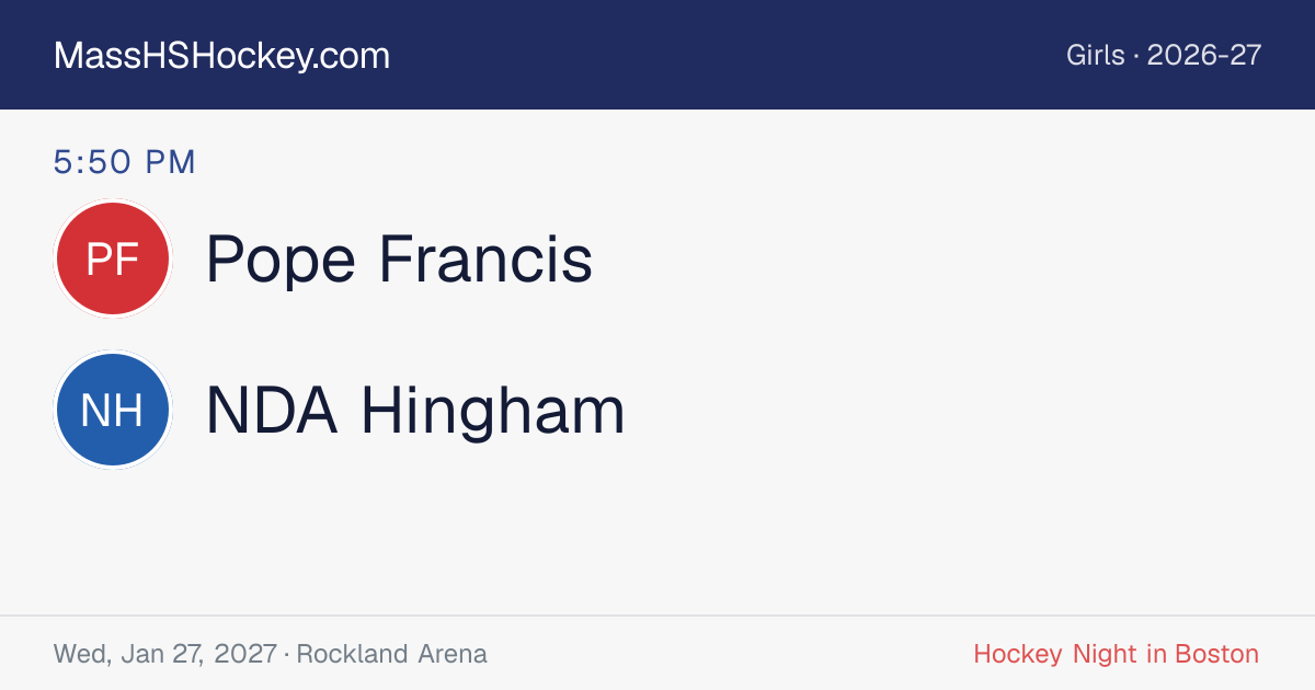Pope Francis at NDA Hingham score card