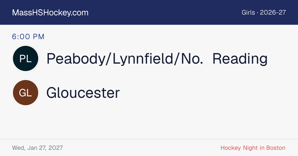 Peabody/Lynnfield/No. Reading at Gloucester score card