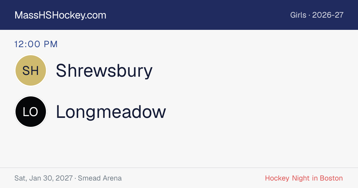 Shrewsbury at Longmeadow score card