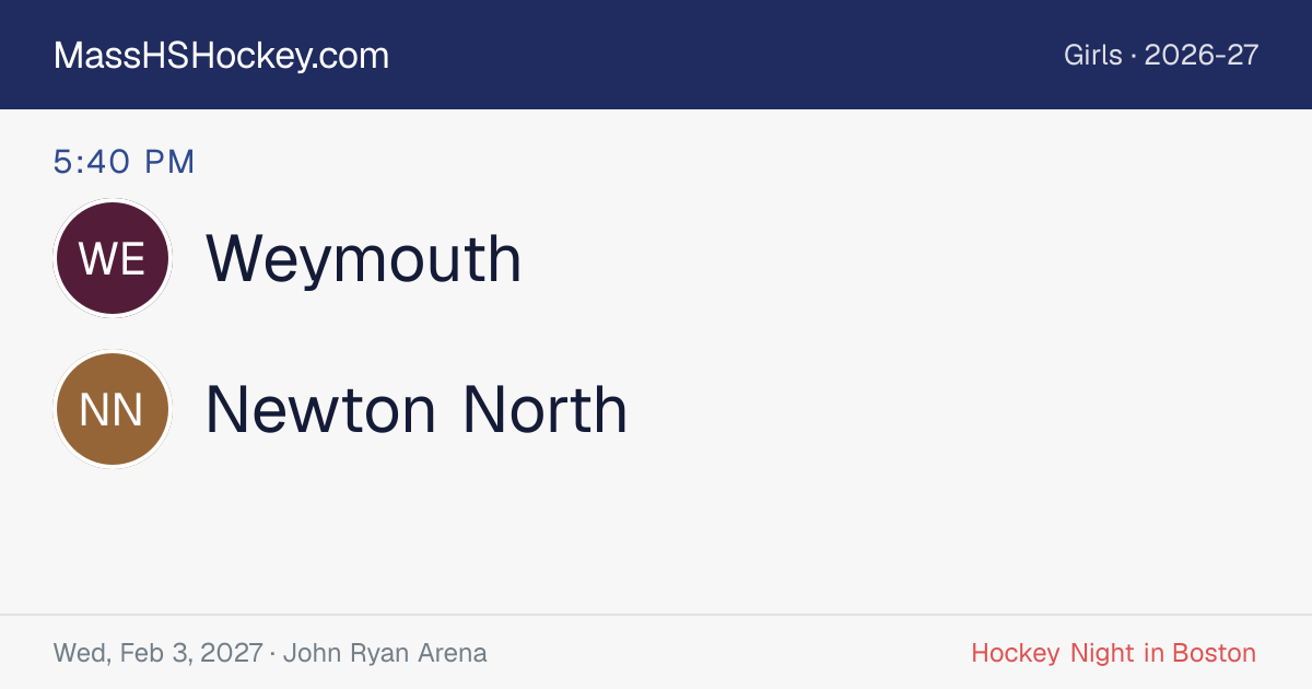 Weymouth at Newton North score card