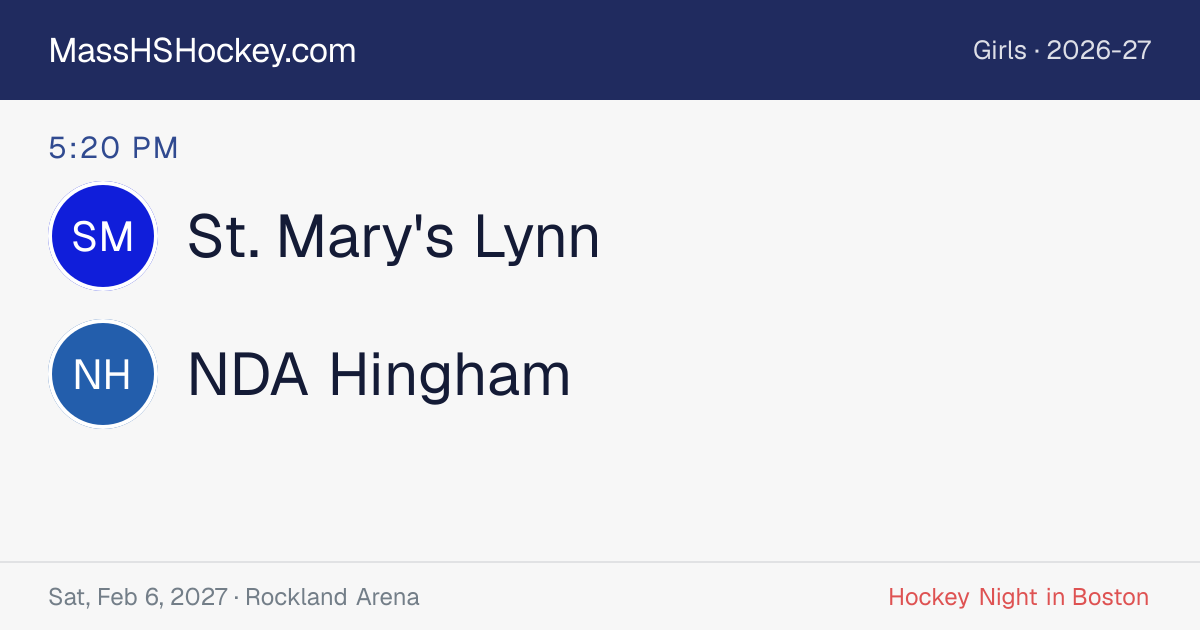 St. Mary's Lynn at NDA Hingham score card